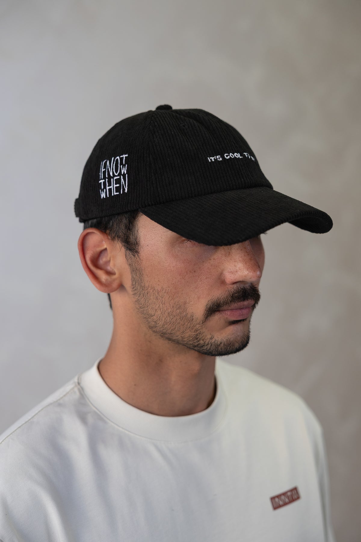 Black Corduroy 5 Panel Hat