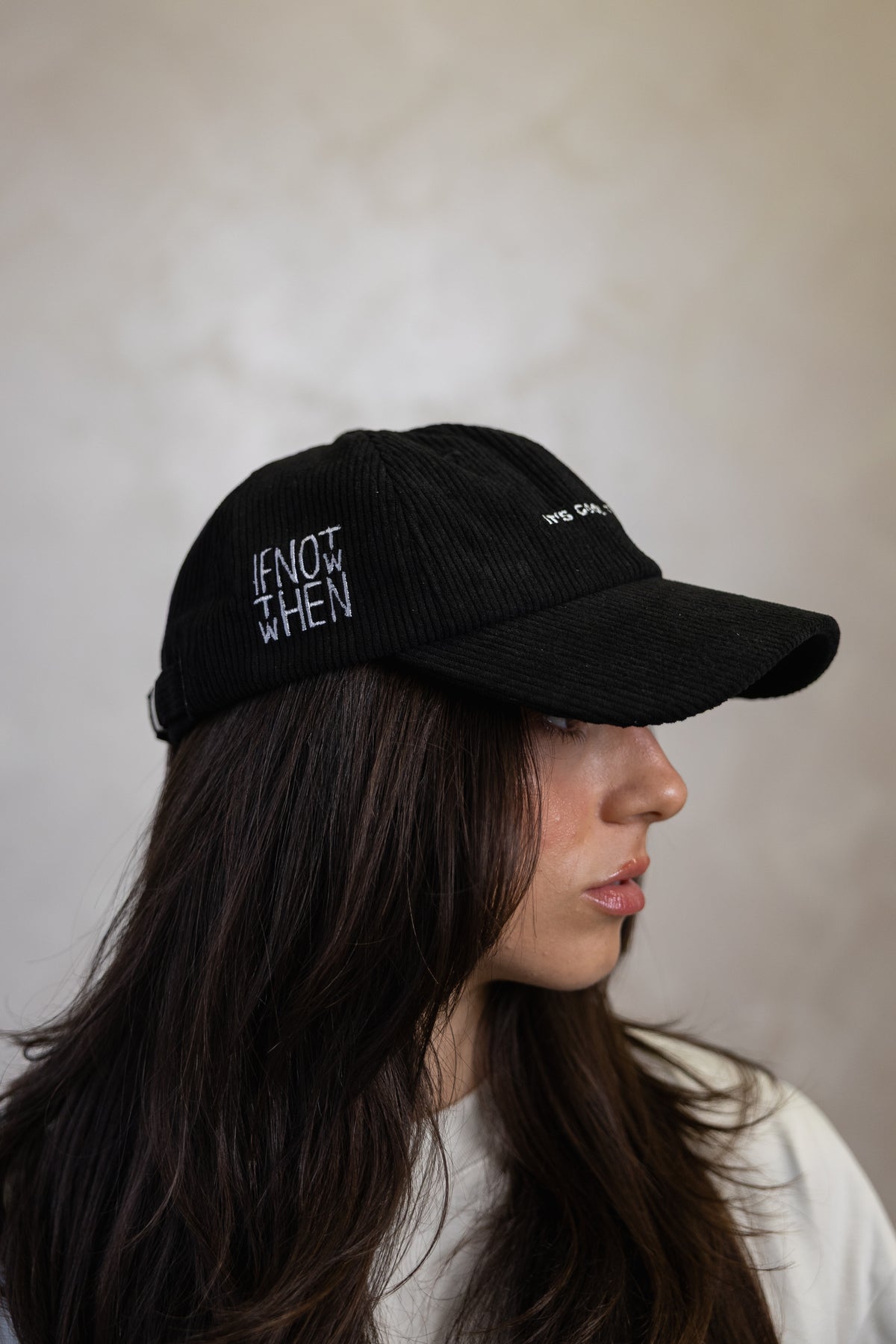 Black Corduroy 5 Panel Hat