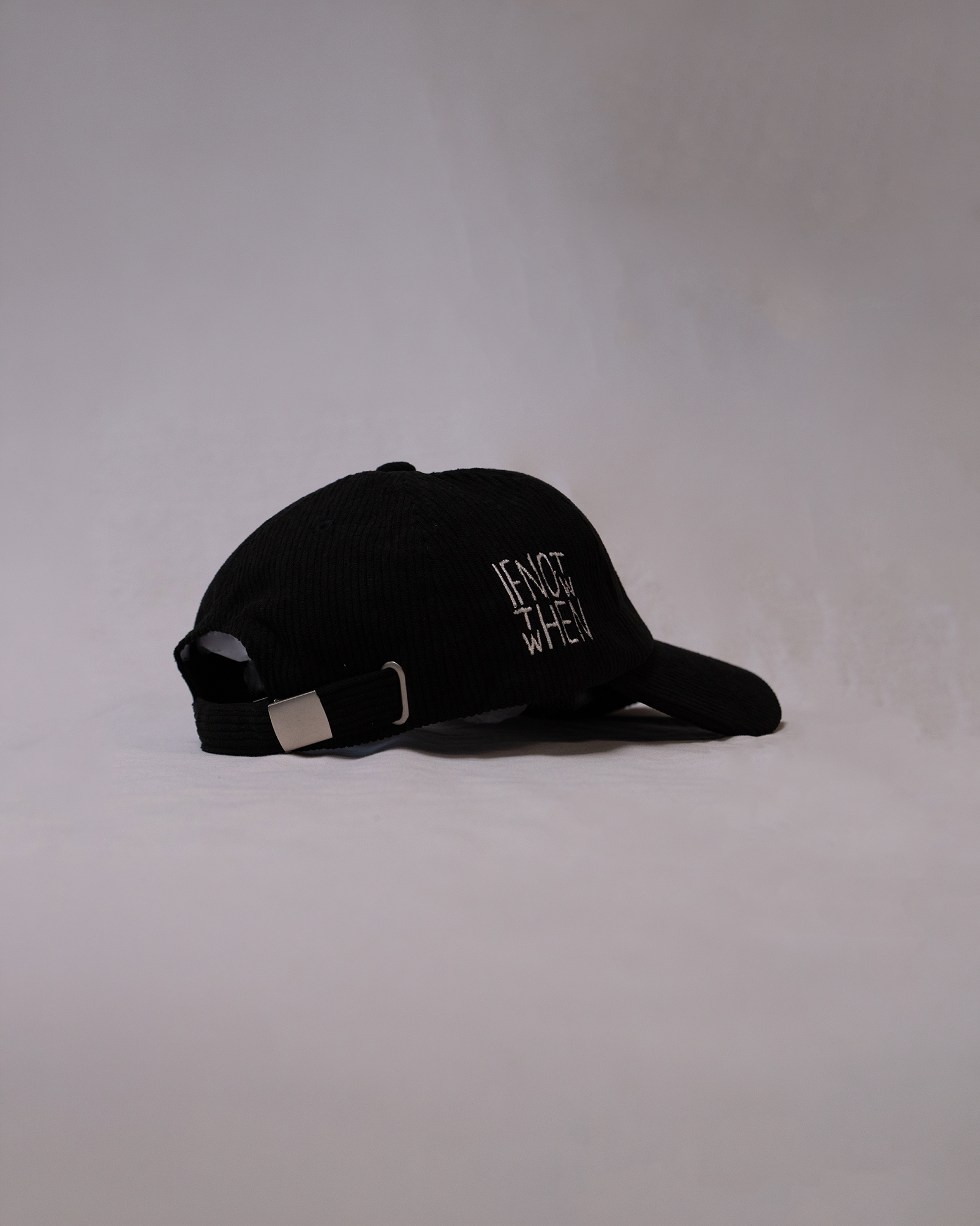 Black Corduroy 5 Panel Hat